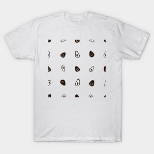 Hand drawn black white avocados T-Shirt